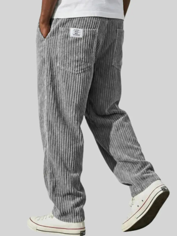 Men's Corduroy Trousers Relaxed Fit with Drawstring Waist