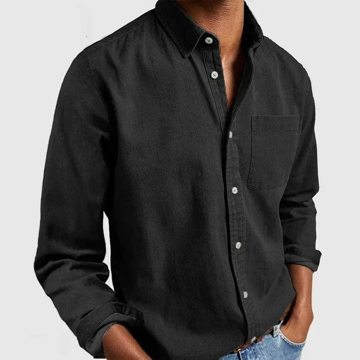 Men's Long Sleeve Button-Down Shirt with Chest Pocket