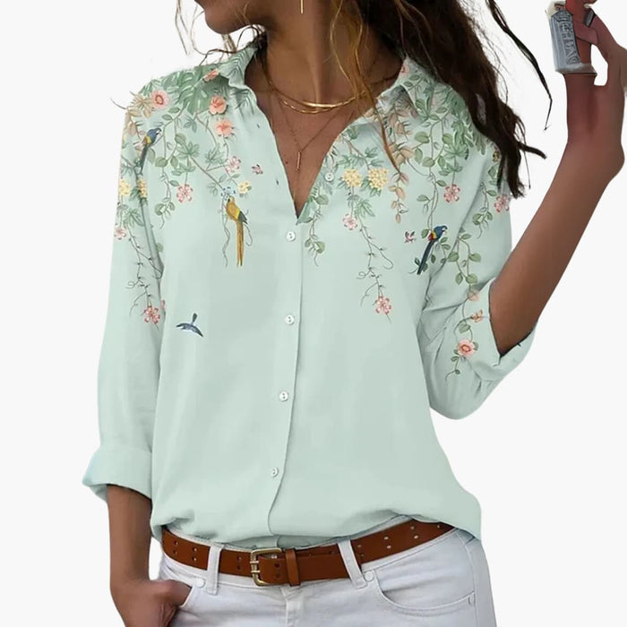 Flower Colorblock Blouse for Women - Stylish & Comfortable