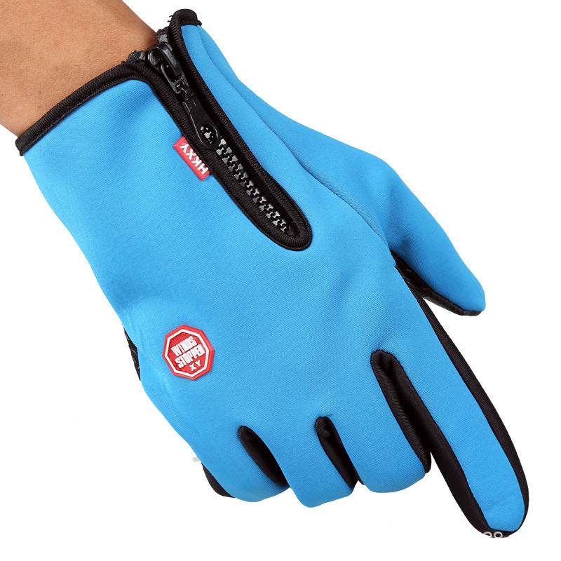 Black touchscreen winter gloves with zip cuff