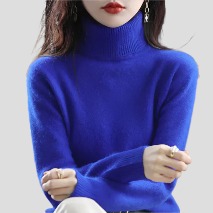 Women's Ribbed Turtleneck Sweater Slim Fit Long Sleeve