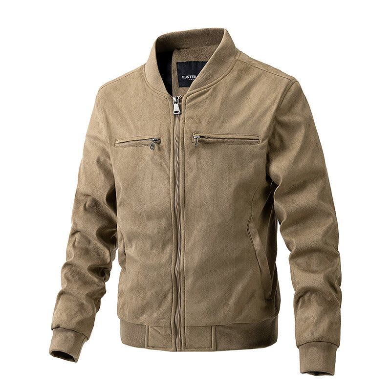 Men's faux suede bomber jacket
