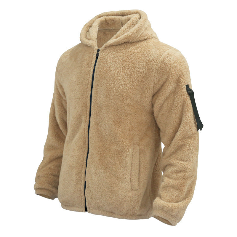 Men's hooded teddy fleece jacket