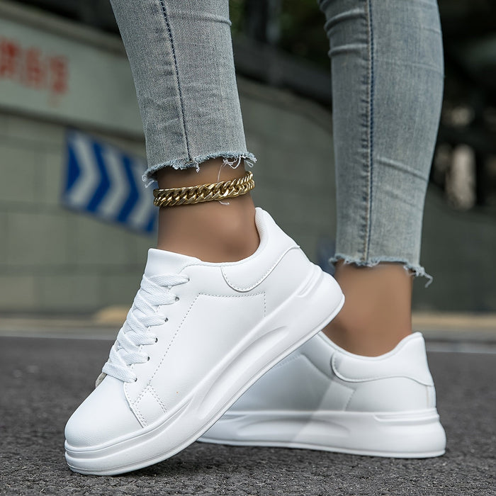 Women's Platform Lace-Up Sneakers with Thick Sole