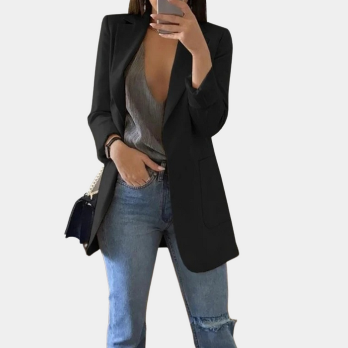 Women's Longline Tailored Blazer with Notch Lapel