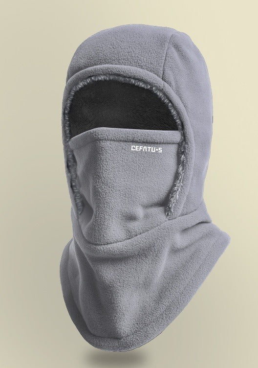 Black fleece balaclava hood with face mask