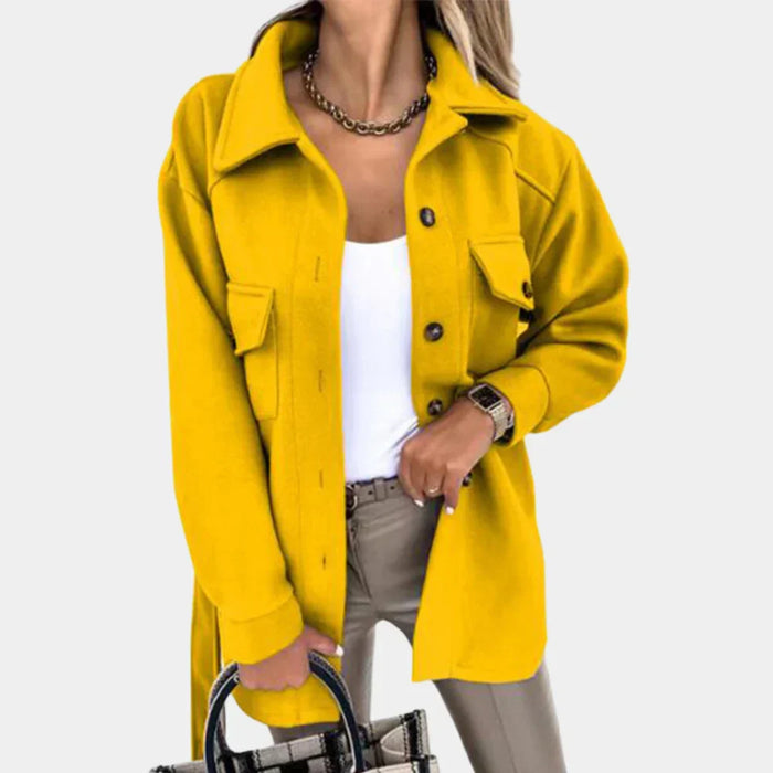 Women's Button-Front Shirt Jacket with Patch Pockets