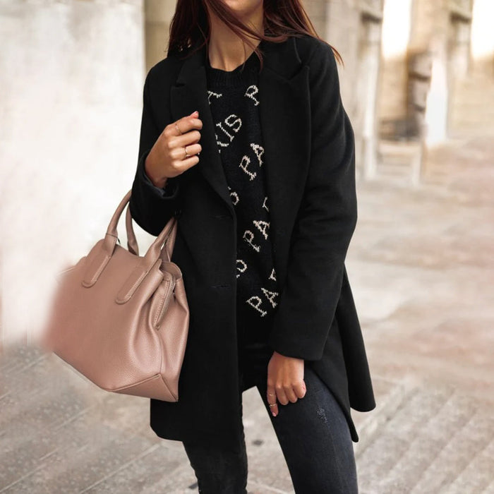 Women's Notch Collar Longline Blazer with Button Closure
