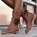 Women's Lace-Up Combat Boots with Studded Trim