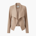Women’s Open Front Jacket with Draped Lapels and Zip Pockets