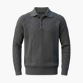 Men’s Knitted Sweater with Half Zip and Ribbed Hem