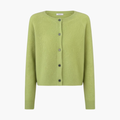 Women’s Button Front Cardigan with Round Neck and Long Sleeves