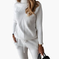 Women's Knitted Tracksuit with Turtleneck Sweater and Jogging Pants