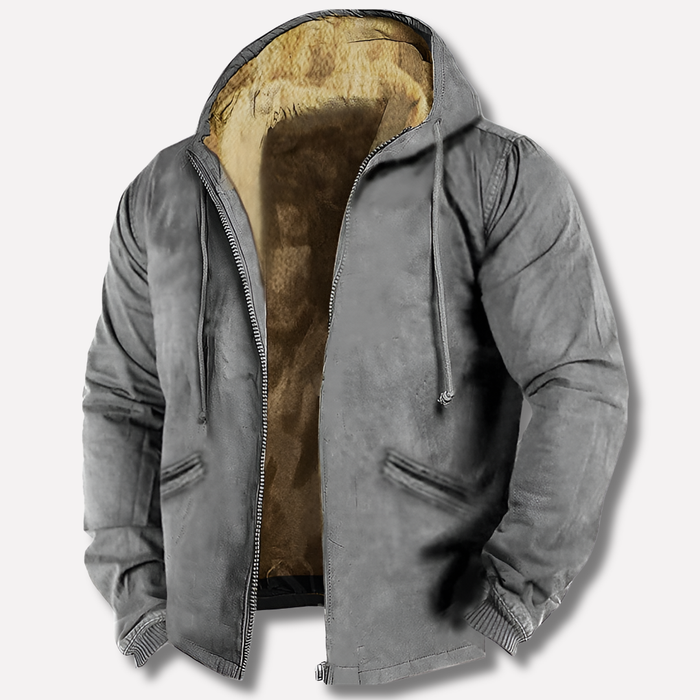Men's Hooded Winter Jacket with Fleece Lining Zip-Up