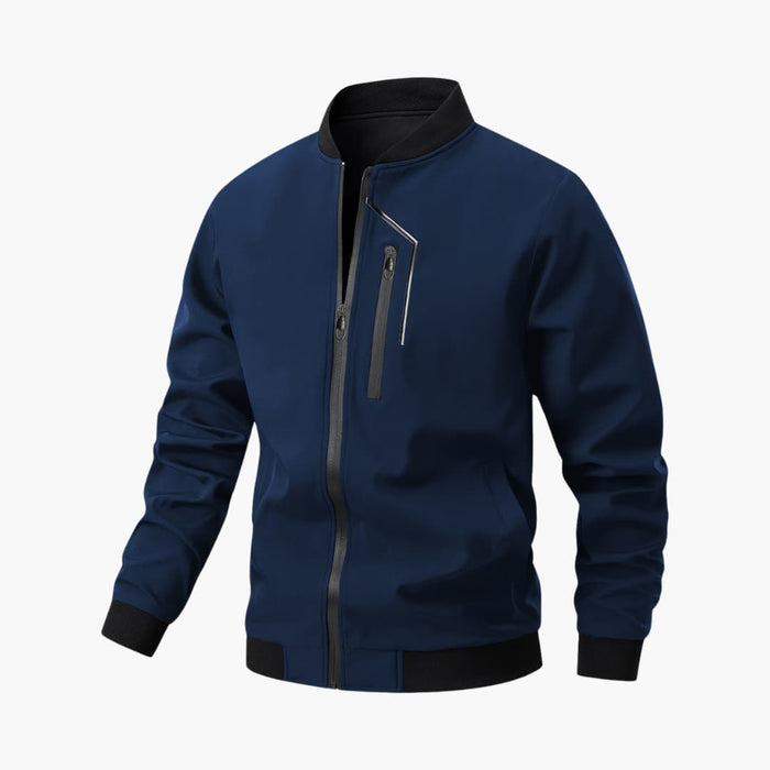 Men's Bomber Jacket with Zipper and Zipper Pockets