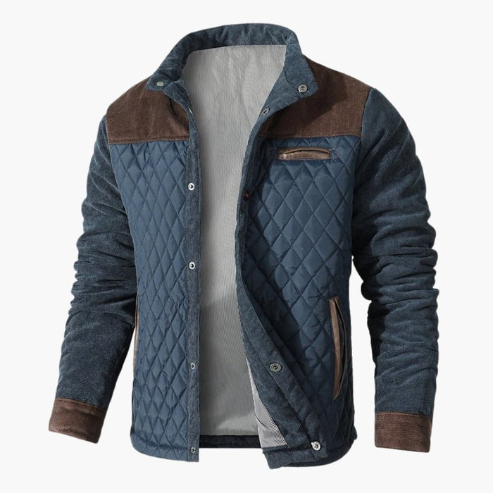 Men's Quilted Jacket with Snap Button Closure
