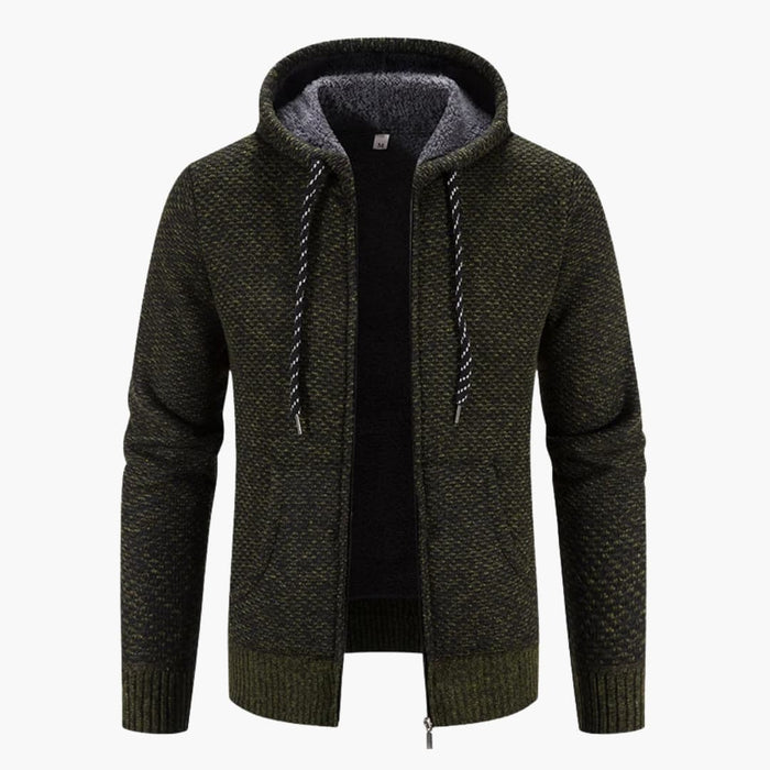 Men’s Hooded Cardigan with Zipper and Pockets
