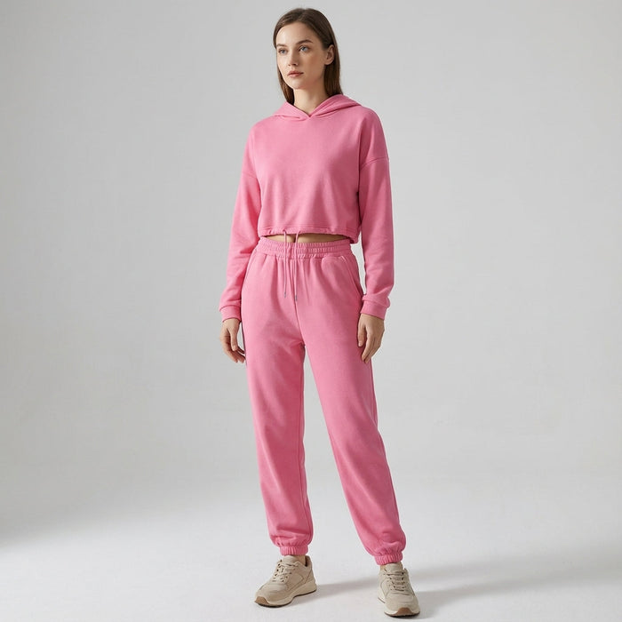 Women's Hooded Tracksuit Set with Joggers and Drawstring