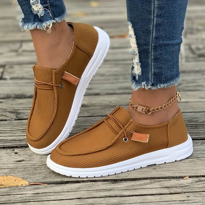 Women's Ribbed Slip-On Sneakers with Buckle Detail