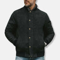 Men’s Bomber Jacket with Button Closure and Ribbed Hem