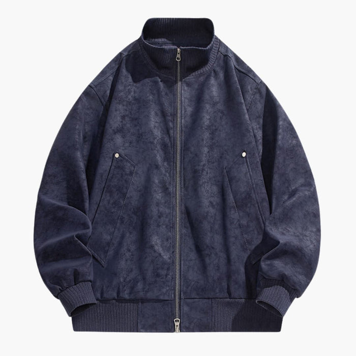Men’s Bomber Jacket with High Collar - Zip Front and Elastic Cuffs