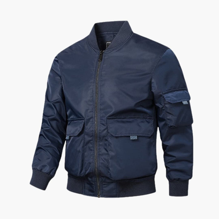 Men’s Bomber Jacket with Patch Pockets and Elastic Cuffs