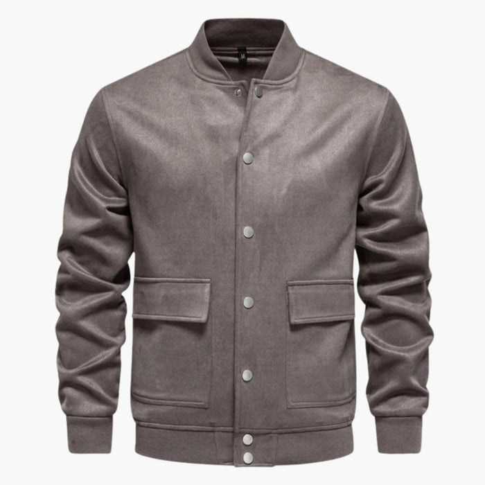 Men’s Button-Front Bomber Jacket with Ribbed Trim