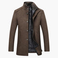 Men’s Button-Front Coat with High Collar and Quilted Lining