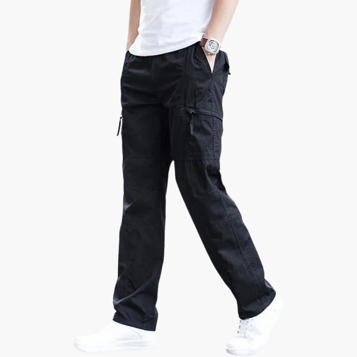 Men’s Cargo Trousers with Side Pockets and Straight Legs