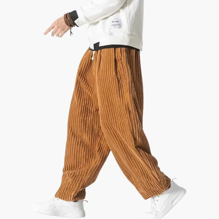 Men’s Corduroy Pants with Wide Leg Fit and Adjustable Drawstring Waist  Revised