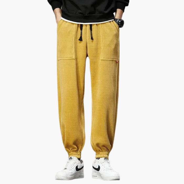 Men’s Corduroy Sweatpants with Adjustable Waist and Relaxed Fit