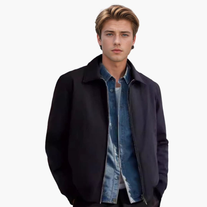 Men’s Fashion Bomber Jacket with Front Zip-Classic Collar