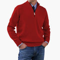 Men’s Half-Zip Sweater with High Collar and Ribbed Hem