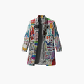 Men’s Long Graphic Coat with Front Opening
