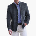 Men’s Long Jacket with Button Front and Panel Detailing