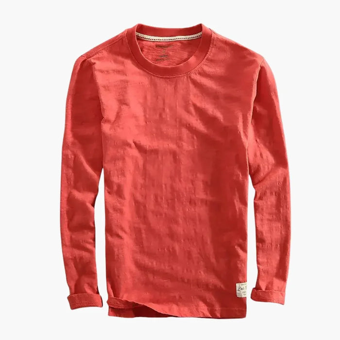 Men's Long-Sleeve T-Shirt with Crew Neck and Straight Hem