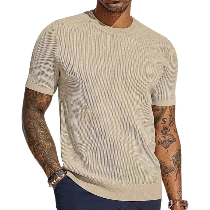 Men’s Perforated Mesh Crew Neck Short Sleeve T-Shirt