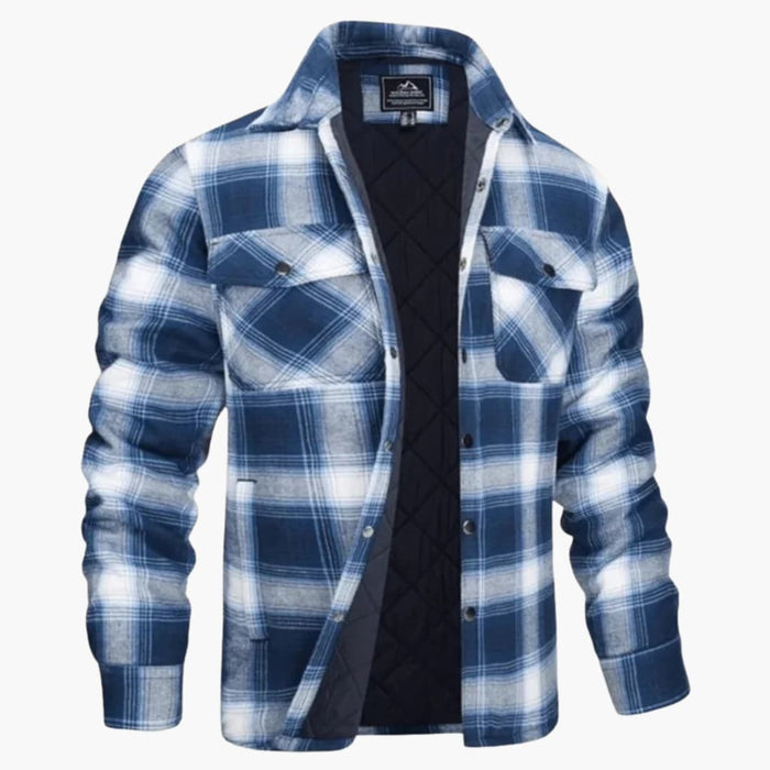 Men’s Plaid Button Up Jacket with Quilted Lining