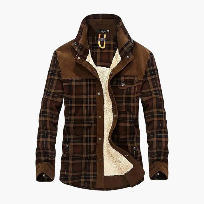 Men’s Plaid Shirt Jacket with Fleece Lining