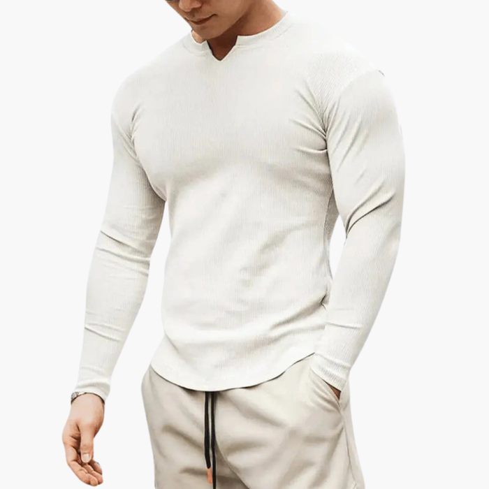 Men’s Sweater with Ribbed Texture and Slim Fit