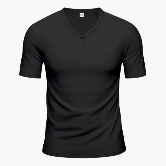 Men’s Textured Henley Short Sleeve T-Shirt with Button Placket