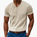 Men’s V-Neck T-Shirt with Textured Finish – Short Sleeve Top