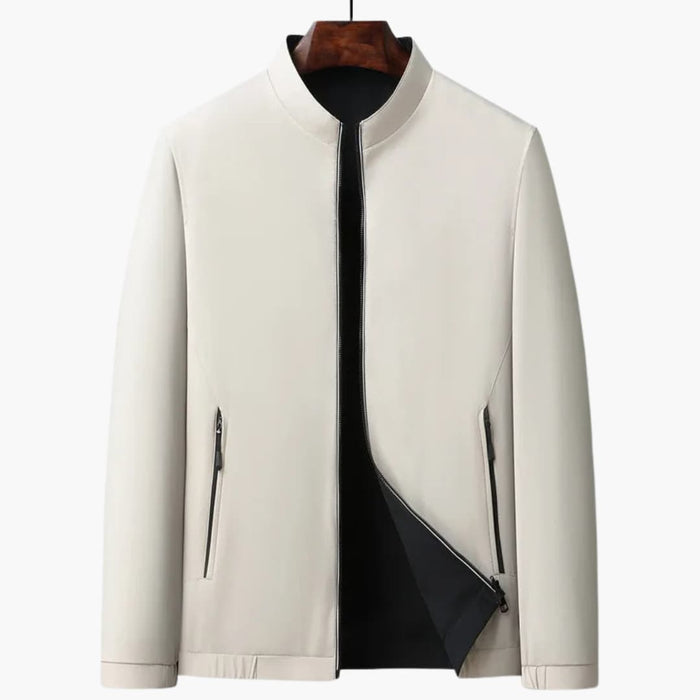 Men’s Zip-Up Bomber Jacket with Ribbed Cuffs and Hem