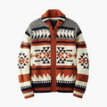 Men’s Zip Cardigan with Jacquard Pattern and Stand Collar