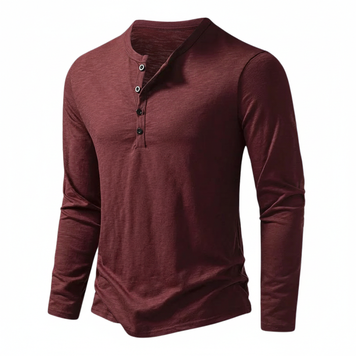 Men's Henley Long Sleeve Shirt with Button Placket