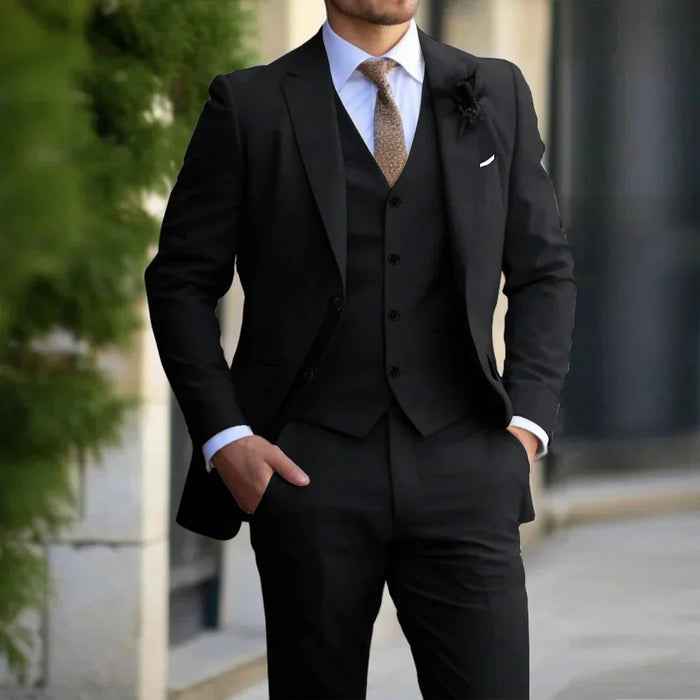 Men's 3-Piece Suit Slim Fit Blazer Vest Trousers