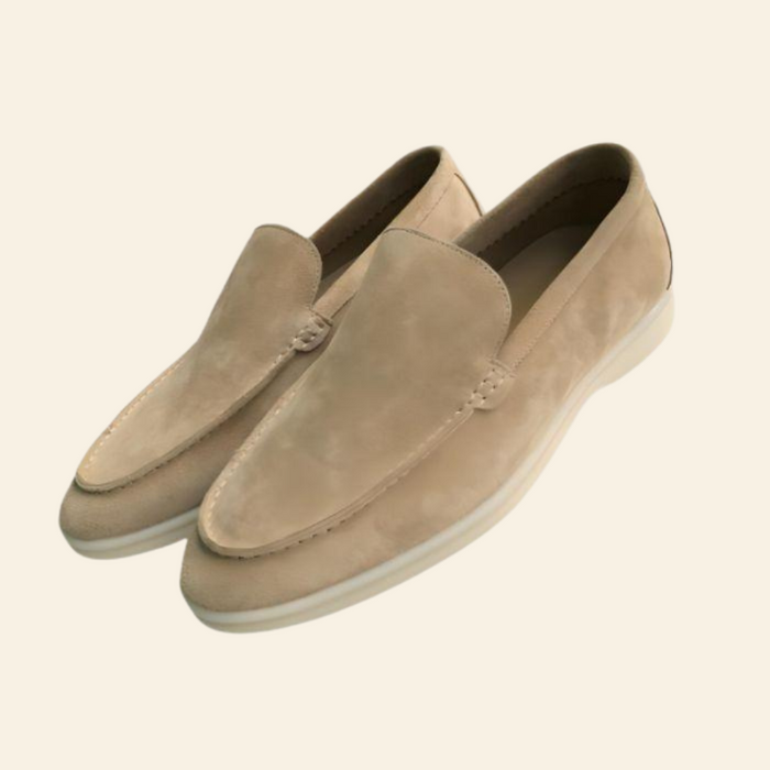 Men's Slip-On Loafers with Moc Toe and Rubber Sole