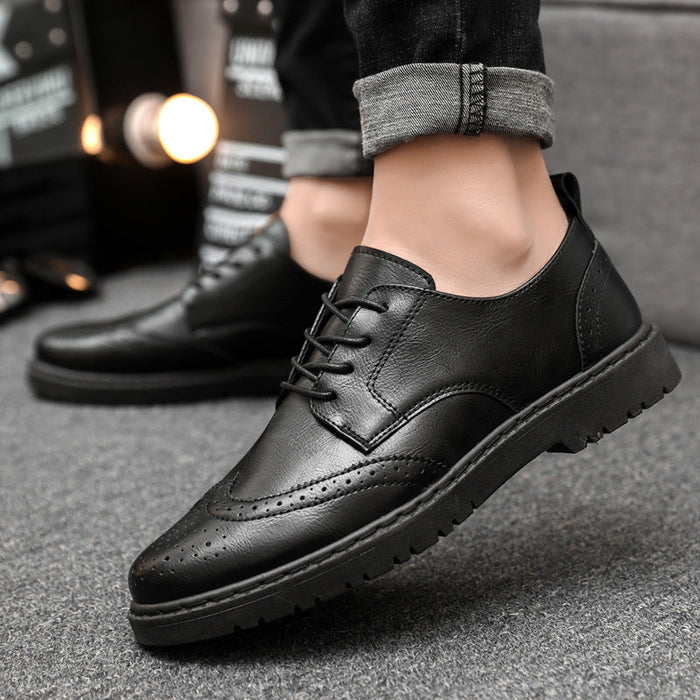 Men's Two-Tone Lace-Up Brogue Shoes with Pull Tab