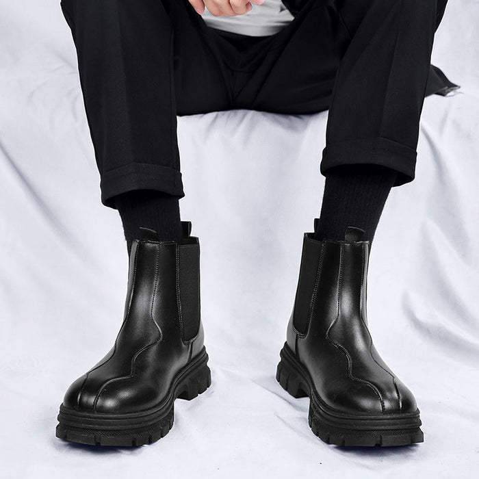 Men's Chelsea Boots Platform Sole Pull-On Ankle Boots