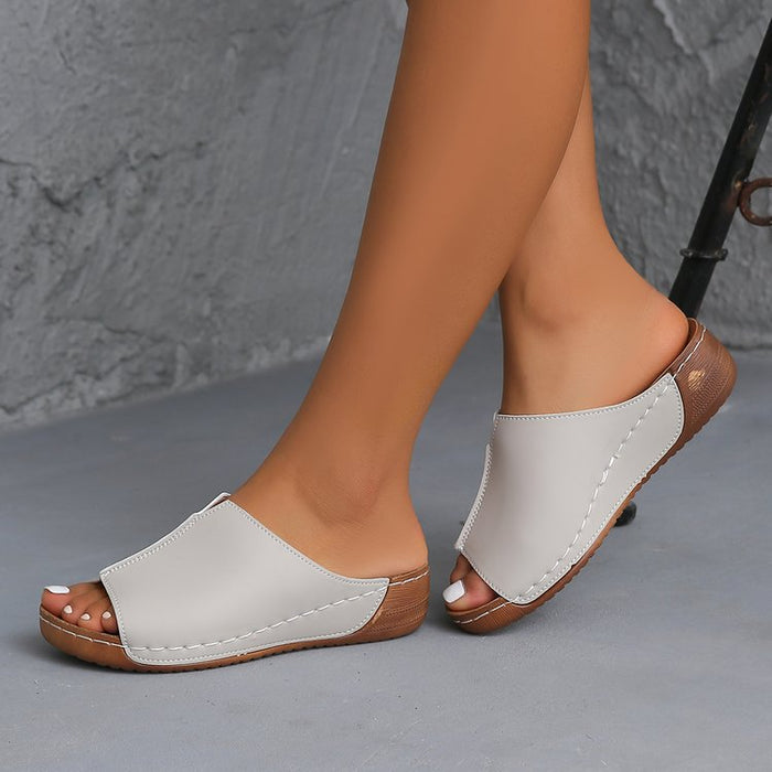 Women's Open Toe Platform Mules with Cushioned Footbed